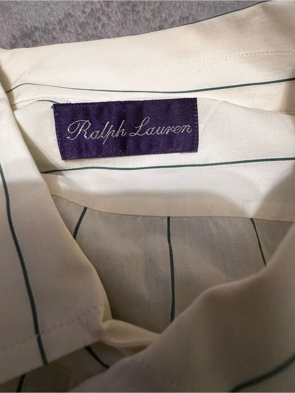 Ralph Lauren Purple Label Men's XL Green Stripe Dress Shirt Made in Italy Cotton